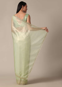 Graceful Green Saree With Scalloped Border