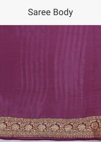 Grape Purple Saree In Georgette With Embroidery And Weaved Pattern Online - Kalki Online