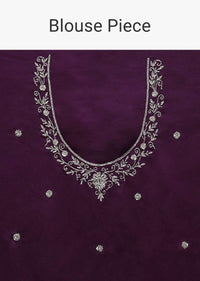 Grape Purple Saree In Chinon With Stone And Cut Dana Embellished Moroccan Pattern Online - Kalki Fashion