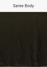 Grape Leaf Saree In Stone Embellishment, Crafted In Satin With Scattered Stones In Geometric Design