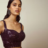 Grape purple sleeveless blouse with sweetheart neckline