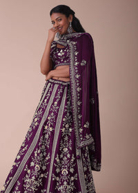 Mulberry Purple Lehenga With Handwork Embroidery