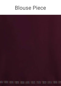 Grape Wine Satin Saree In Thick Strips Sequins Embroidery With Two Tones Beads Embellishment On The Pallu Border