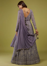Mauve Purple Lucknowi Anarkali Suit With Belt