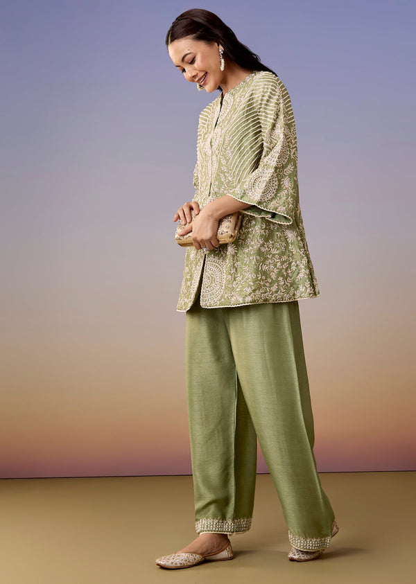 Green A Line Top And Pant Coord