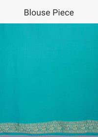 Green and blue shade banarasi silk weaved saree