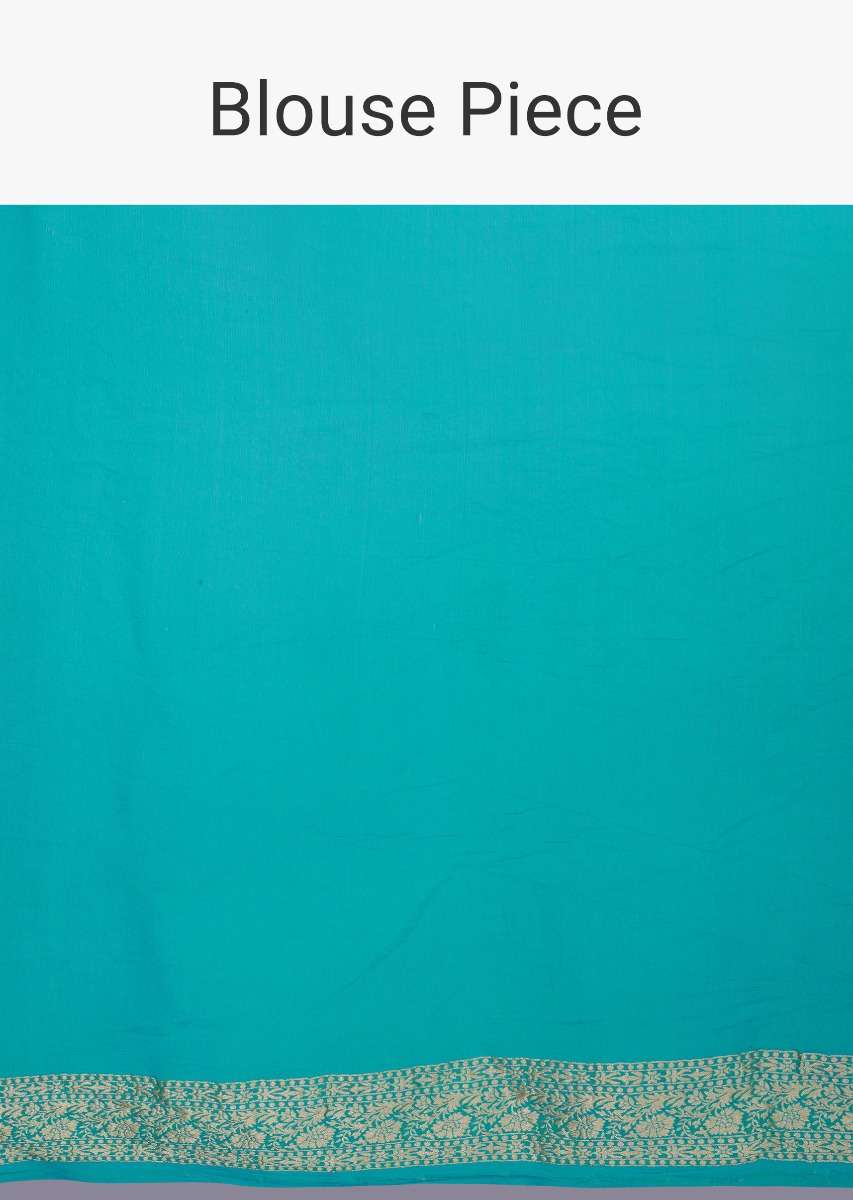 Green and blue shade banarasi silk weaved saree