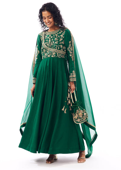 Green Angarkha Anarkali