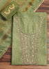 Green Chanderi Unstitched Suit Set With Zardosi And Gota Patti Work