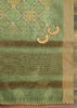 Green Chanderi Unstitched Suit Set With Zardosi And Gota Patti Work
