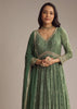 Green Chinon Printed Anarkali Suit With Heavy Embroidery