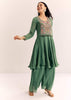 Green Chinon Zardosi Palazzo Suit