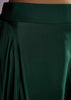 Green Crepe Peplum Crop Top And Palazzo Set With Zardosi Work