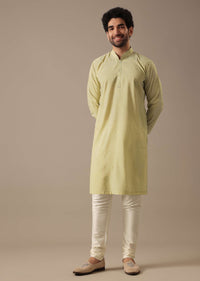 Green Floral Bundi & Striped Kurta Set