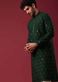 Green Kurta Set In Silk