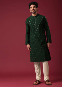 Green Kurta Set In Silk