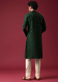 Green Kurta Set In Silk