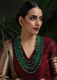 Green Layered Necklace With Four Layers Of Green Stones In A Bohemian Inspired Design By Paisley Pop