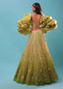 Citrus Green Ombre Lehenga And Sequin Embroidered Crop Top