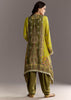 Green Muslin Floral And Bandhani Printed Asymmetrical Cut Kurta Dhoti