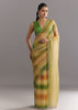 Green Orange Shaded Soft Organza Saree With Cutdana Embroidery And Stone Embellishment