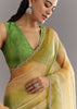 Green Orange Shaded Soft Organza Saree With Cutdana Embroidery And Stone Embellishment