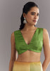 Green Orange Shaded Soft Organza Saree With Cutdana Embroidery And Stone Embellishment