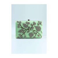 Green pearl beaded hand embroidered clutch only on Kalki