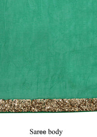 Majestic green saree embellished in sequin work only on Kalki