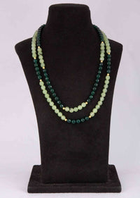 Green shaded double layer faceted bead necklace only on Kalki