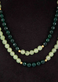 Green shaded double layer faceted bead necklace only on Kalki
