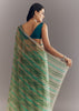 Green Shaded Tissue Saree With Cutwork Scallop Border