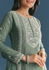 Green Silk Kurta Set With Moti And Cutdana Sharara