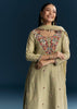 Green Silk Kurta Set With Thread Work
