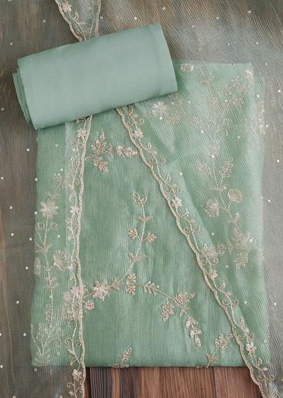 Green Tissue Embroidered Dress Material Suit