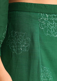 Green Abstract Printed Chanderi Kurti And Pant