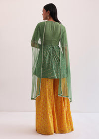 Green And Yellow Embroidered Palazzo Set