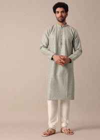 Green Art Silk Embroidered Kurta Set