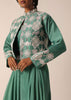Green Art Silk Palazzo Set With Mirror Work