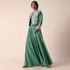 Green Art Silk Palazzo Set With Mirror Work