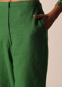 Green Banarasi Bandhani Pant Set With Sequin Embellishments