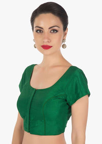 Green Blouse In Raw Silk With Princes Line Online - Kalki Fashion