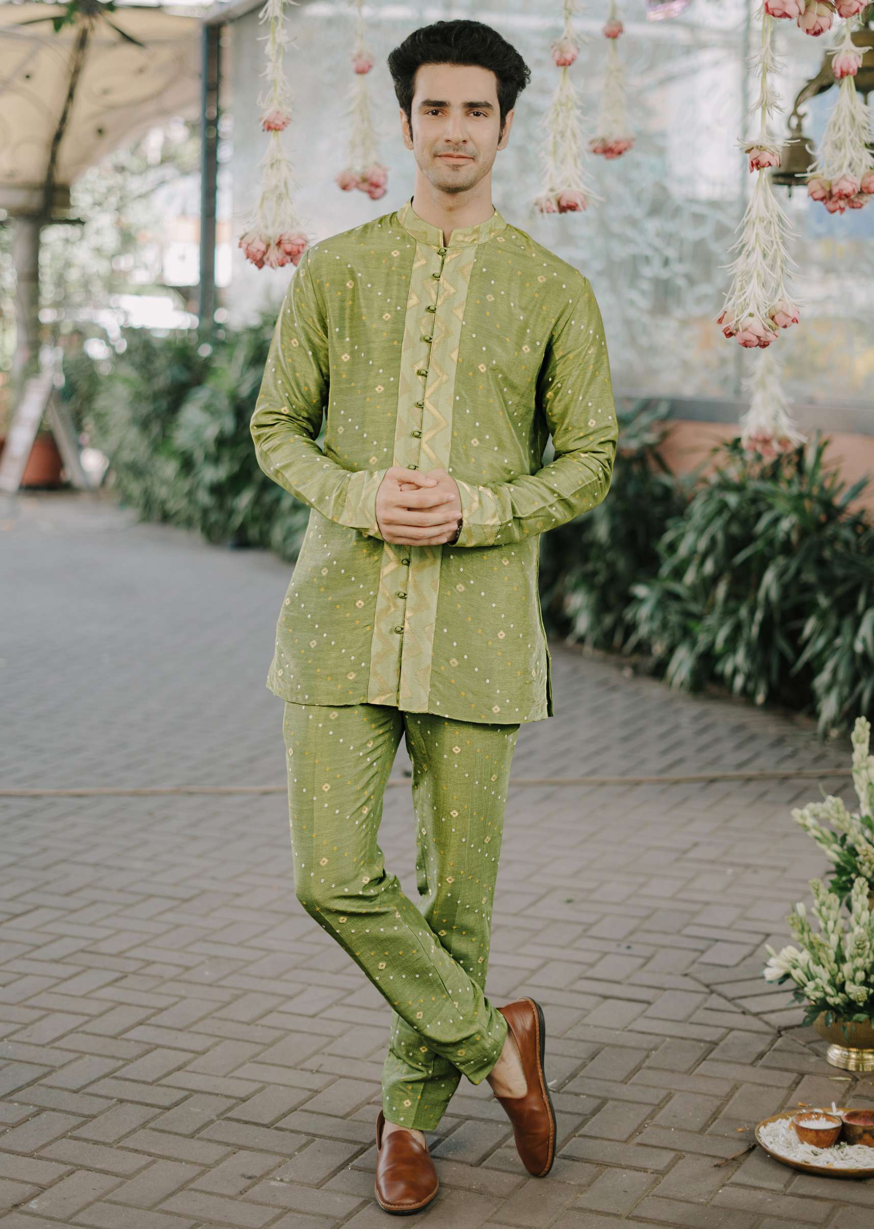 Buy Green Brocade Kurta And Pant Co ord Set KALKI FASHION UK