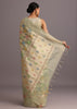 Green Chanderi Tissue Zardosi Embroidered Saree With Unstitched Blouse