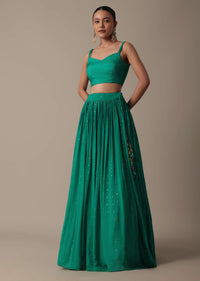 Green Chic Indowestern Georgette Lehenga Set