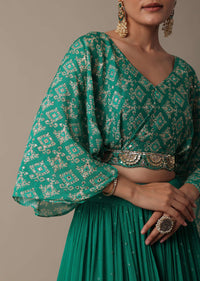 Green Chic Indowestern Georgette Lehenga Set