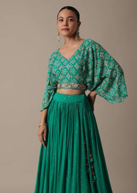 Green Chic Indowestern Georgette Lehenga Set