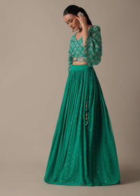 Green Chic Indowestern Georgette Lehenga Set