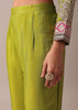 Green Color Block Pallazo Set In Chinon