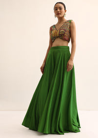 Green Crop Top And Palazzo Set